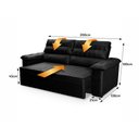 Ver imagem 3 de Sofá Retrátil Reclinável 4 Lugares com Molas 2,00m Quantum Suede Velut Preto - King House