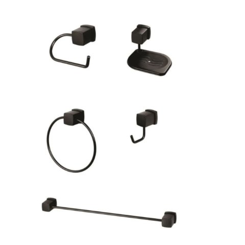 Kit Acessórios para Banheiro Block 38 Preto Meber Metais