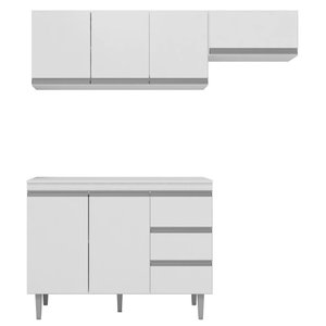 Cozinha Compacta Andréia 03 Peças com Balcão Gabinete 120cm Branco - Abmaza