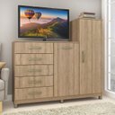 Ver imagem 1 de Cômoda 2 Portas 5 Gavetas com Cabideiro e Pés Chicago