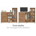 Ver mais imagens de Cômoda 2 Portas 5 Gavetas com Cabideiro e Pés Chicago Bege/Mel
