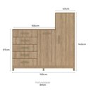 Ver imagem 5 de Cômoda 2 Portas 5 Gavetas com Cabideiro e Pés Chicago