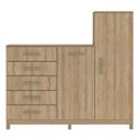 Ver imagem 2 de Cômoda 2 Portas 5 Gavetas com Cabideiro e Pés Chicago