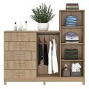 Ver imagem 3 de Cômoda 2 Portas 5 Gavetas com Cabideiro e Pés Chicago