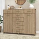 Ver imagem 1 de Cômoda 8 Gavetas 2Gavetas com Cabideiro e Pés Malibu