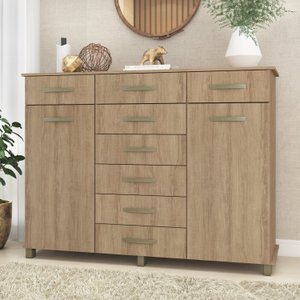 Cômoda 8 Gavetas 2Gavetas com Cabideiro e Pés Malibu