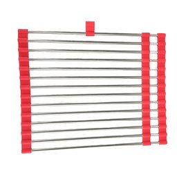 Escorredor Esteira Inox Louça Cozinha Pia Flexivel Extensivel Multiuso Silicone Dobravel Compacto Br - 1