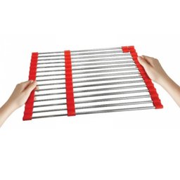 Escorredor Esteira Inox Louça Cozinha Pia Flexivel Extensivel Multiuso Silicone Dobravel Compacto Br - 3