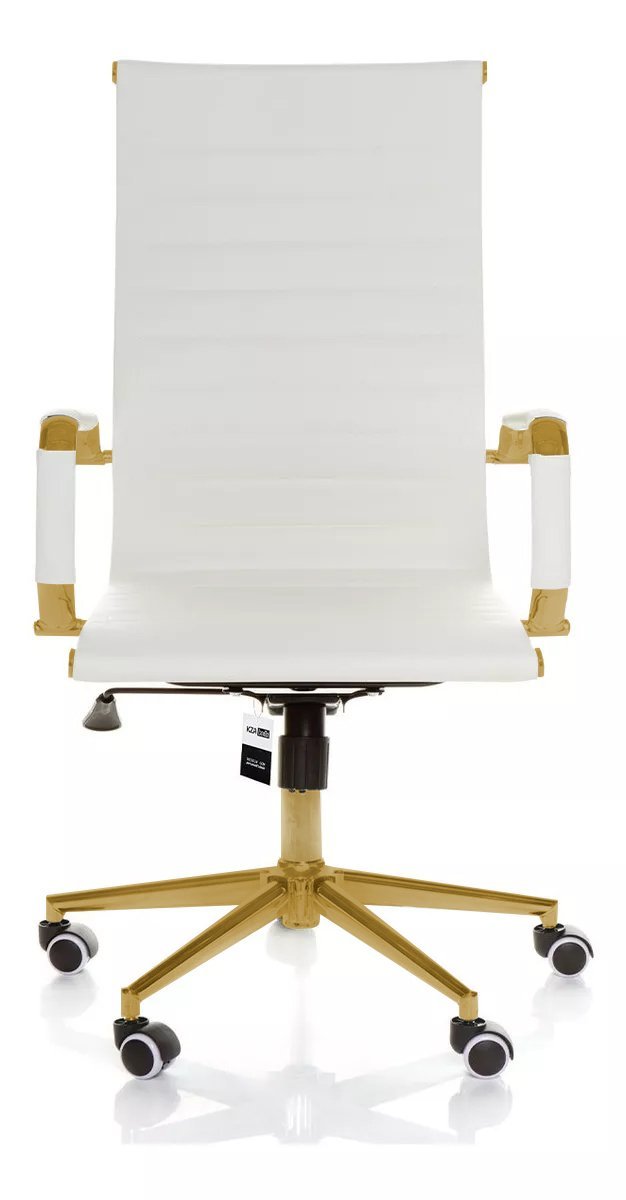 Cadeira de Escritório Giratoria Eames Branca -gold:dourado Matte - 2