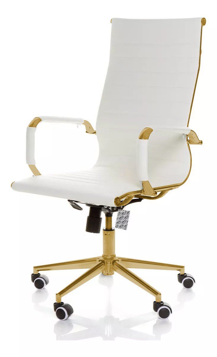 Cadeira de Escritório Giratoria Eames Branca -gold:dourado Matte - 1
