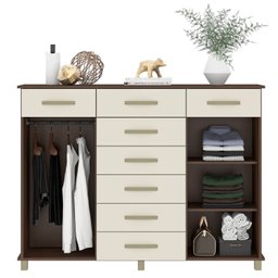 Cômoda 8 Gavetas 2 Portas com Cabideiro e Pés Malibu - 3 Cômoda 8 Gavetas 2 Portas com Cabideiro e Pés Malibu - 3