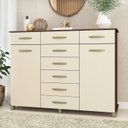 Ver imagem 1 de Cômoda 8 Gavetas 2 Portas com Cabideiro e Pés Malibu