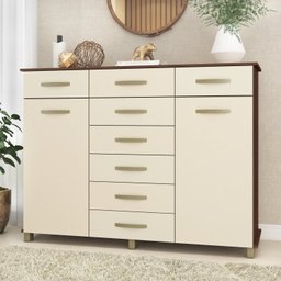 Cômoda 8 Gavetas 2 Portas com Cabideiro e Pés Malibu - 1 Cômoda 8 Gavetas 2 Portas com Cabideiro e Pés Malibu - 1