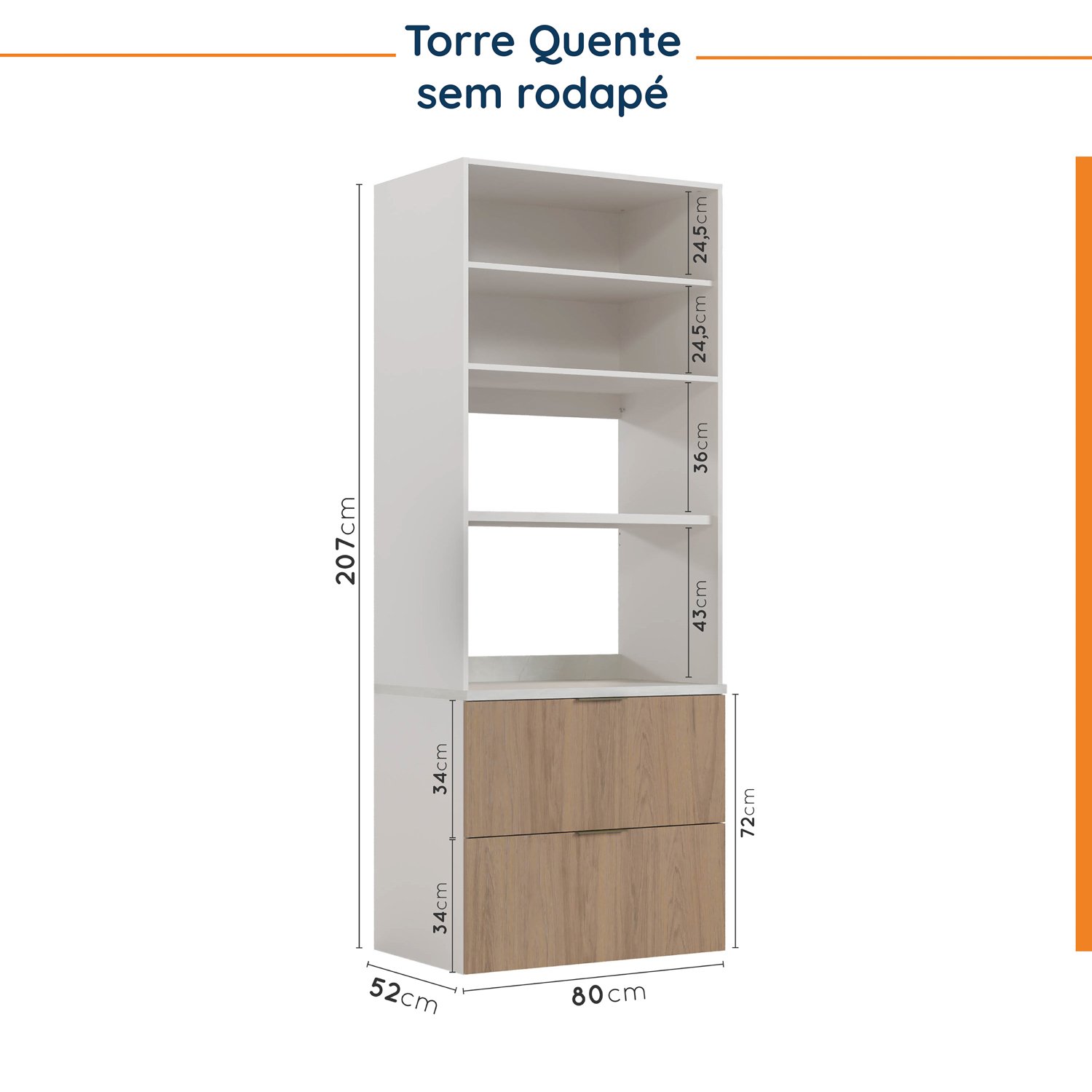 Cozinha Modulada 5 Peças Sem Tampo 2 Aéreos 2 Balcões 1 Torre Quente Ipanema CabeCasa MadeiraMadeira - 19