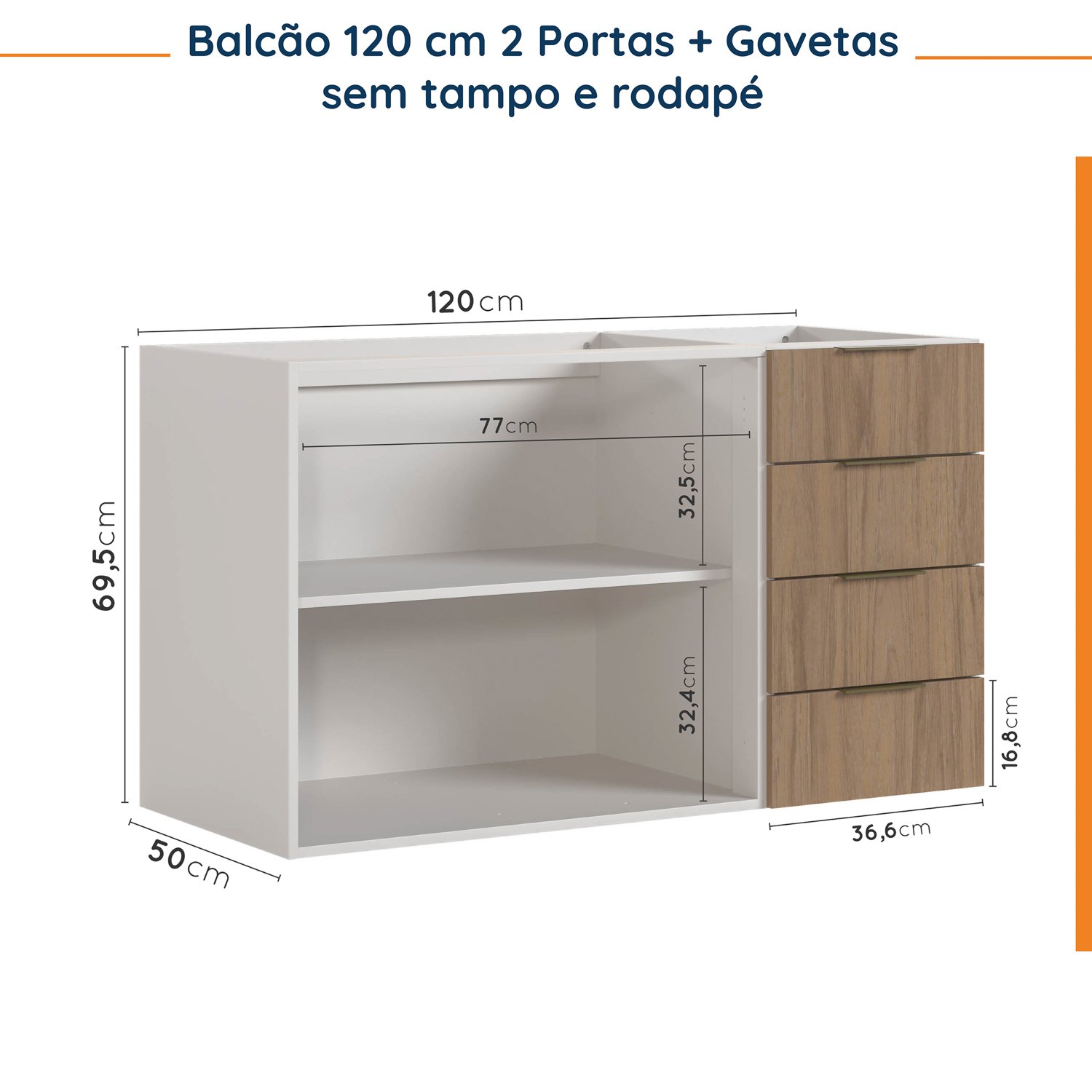 Cozinha Modulada 5 Peças Sem Tampo 2 Aéreos 2 Balcões 1 Torre Quente Ipanema CabeCasa MadeiraMadeira - 17