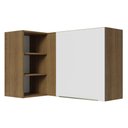 Ver imagem 1 de Armário Aéreo de Canto com Adega Acoplada Madesa Lux 1 Porta Rustic/Branco Veludo