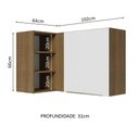 Ver imagem 3 de Armário Aéreo de Canto com Adega Acoplada Madesa Lux 1 Porta Rustic/Branco Veludo
