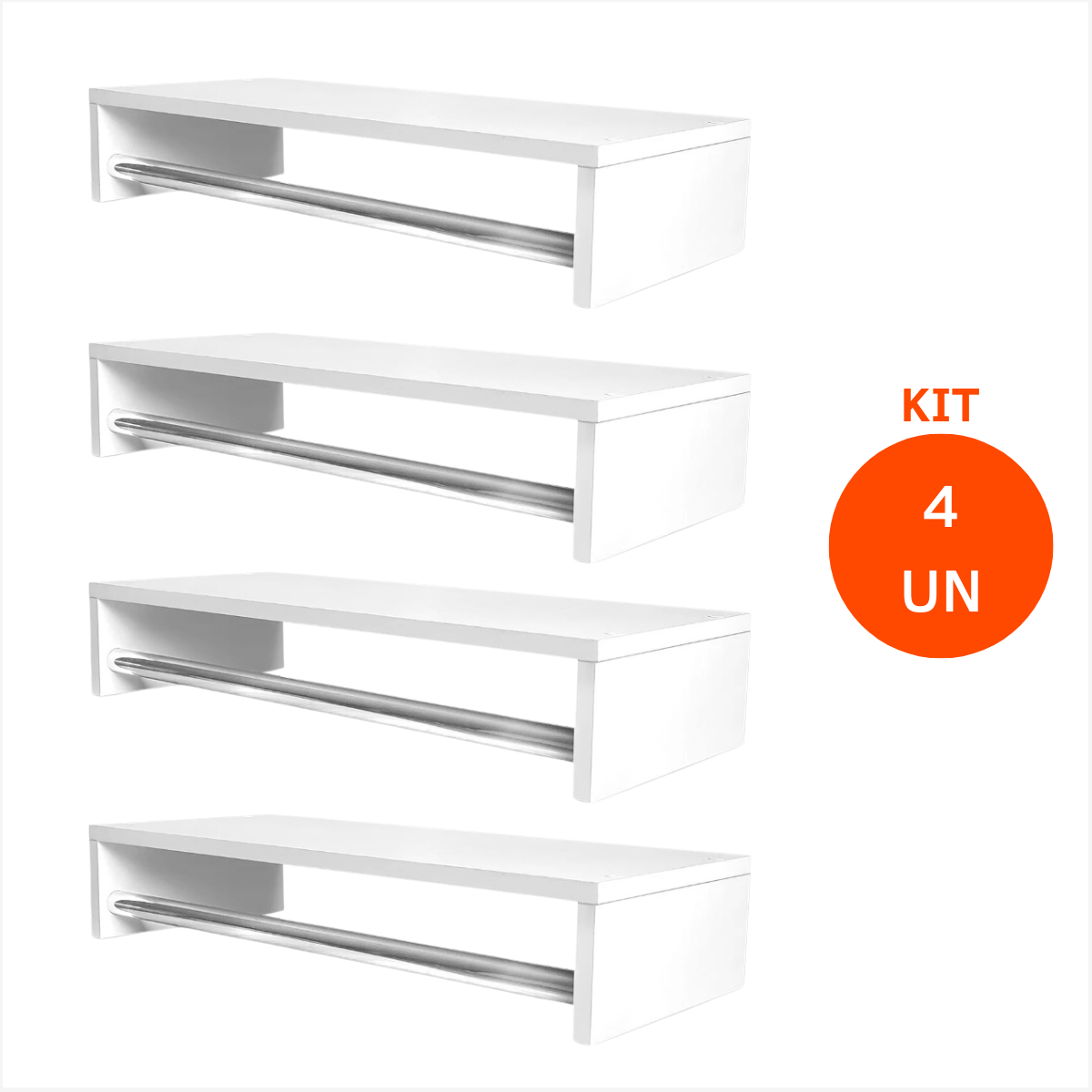 Kit 4 Cabideiros Arara de Parede para Lavandeira Quarto Closet Branco - 2