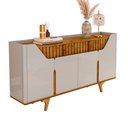 Ver imagem 2 de Balcão Buffet Madison 4 Portas 2 Gavetas Ripado Off White/naturalle - Pnr Móveis