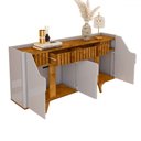 Ver imagem 3 de Balcão Buffet Madison 4 Portas 2 Gavetas Ripado Off White/naturalle - Pnr Móveis