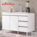 Ver imagem 2 de Balcão Gabinete Lux para Pia de 120cm 100% Mdf sem Tampo 02 Portas e 03 Gavetas Branco - Desk Design