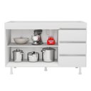 Ver imagem 3 de Balcão Gabinete Lux para Pia de 120cm 100% Mdf sem Tampo 02 Portas e 03 Gavetas Branco - Desk Design