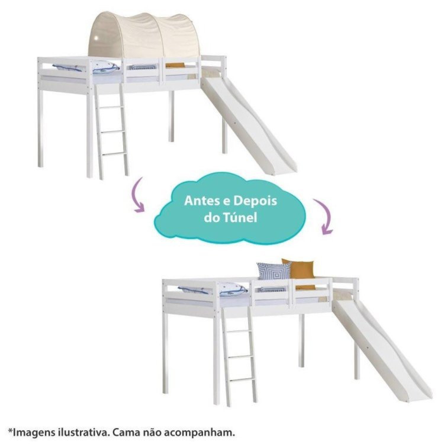 Kit Túnel Microfibra Creme para Cama Infantil da Casatema - 4