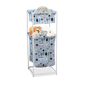 Cesto de Roupa Duplo 2 Andares Organizador Divisorias Multiuso Rouperio Banheiro Quarto Lavanderia B