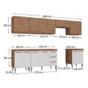 Ver imagem 6 de Cozinha Modulada 300cm com Aéreo e Balcão Móveis Jóia Mercedes - Mescla Madeirado Branco