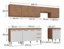 Ver imagem 6 de Cozinha Modulada 300cm com Aéreo e Balcão Móveis Jóia Mercedes - Mescla Madeirado Branco