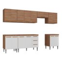 Ver mais imagens de Cozinha Modulada 300cm com Aéreo e Balcão Móveis Jóia Mercedes - Mescla Madeirado Branco