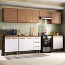 Ver imagem 1 de Cozinha Modulada 300cm com Aéreo e Balcão Móveis Jóia Mercedes - Mescla Madeirado Branco
