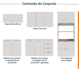Cozinha Modulada 5 Peças Sem Tampo 2 Aéreos 2 Balcões 1 Torre Quente Ipanema CabeCasa MadeiraMadeira - 5