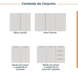 Cozinha Modulada 4 Peças sem Tampo 2 Aéreos e 2 Balcões Ipanema CabeCasa MadeiraMadeira - 5