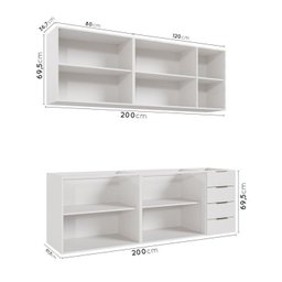 Cozinha Modulada 4 Peças sem Tampo 2 Aéreos e 2 Balcões Ipanema CabeCasa MadeiraMadeira - 6