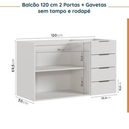 Cozinha Modulada 4 Peças sem Tampo 2 Aéreos e 2 Balcões Ipanema CabeCasa MadeiraMadeira - 16