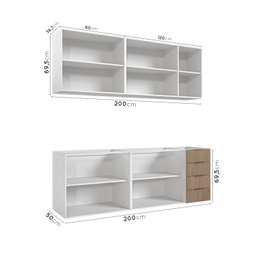 Cozinha Modulada 4 Peças sem Tampo 2 Aéreos e 2 Balcões Ipanema CabeCasa MadeiraMadeira - 6