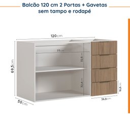 Cozinha Modulada 4 Peças sem Tampo 2 Aéreos e 2 Balcões Ipanema CabeCasa MadeiraMadeira - 16