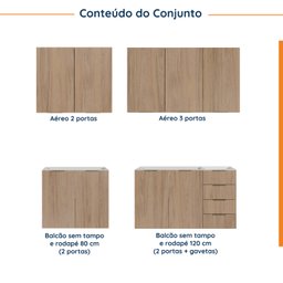 Cozinha Modulada 4 Peças sem Tampo 2 Aéreos e 2 Balcões Ipanema CabeCasa MadeiraMadeira - 5