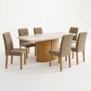Ver imagem 2 de Conjunto de Sala de Jantar 6 Lugares Tampo de Vidro 180x90cm Marrom