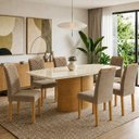 Ver imagem 1 de Conjunto de Sala de Jantar 6 Lugares Tampo de Vidro 180x90cm Marrom