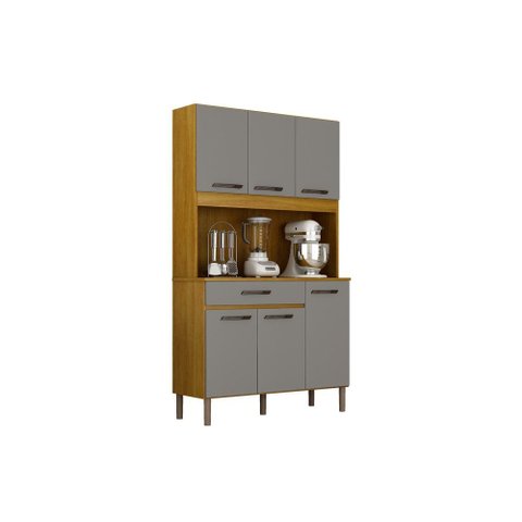 Cozinha Viena 91 cm com 6 Portas e 1 Gaveta Cinamomo/Cinza