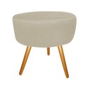 Ver imagem 5 de Kit Namoradeira + 1 Poltrona Decorativa Nina Capitonê + Puff Redondo Couro Bege Pés Madeira Mz Decor