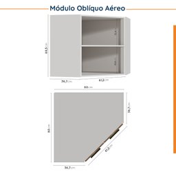 Cozinha Modulada 6 Peças com Tampo 3 Aéreos 6 Portas e 3 Balcões Ipanema CabeCasa MadeiraMadeira - 14