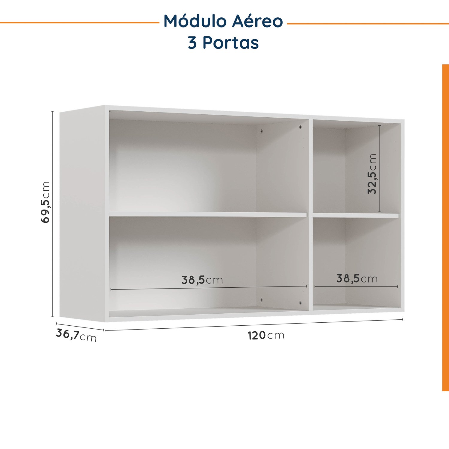 Cozinha Modulada 6 Peças com Tampo 3 Aéreos 6 Portas e 3 Balcões Ipanema CabeCasa MadeiraMadeira - 12