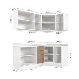 Cozinha Modulada 6 Peças com Tampo 3 Aéreos 6 Portas e 3 Balcões Ipanema CabeCasa MadeiraMadeira - 6