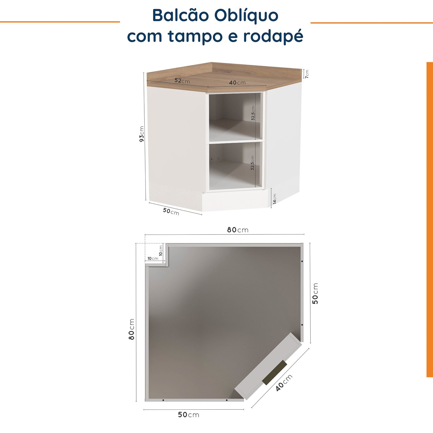 Cozinha Modulada 6 Peças com Tampo 3 Aéreos 6 Portas e 3 Balcões Ipanema CabeCasa MadeiraMadeira - 18