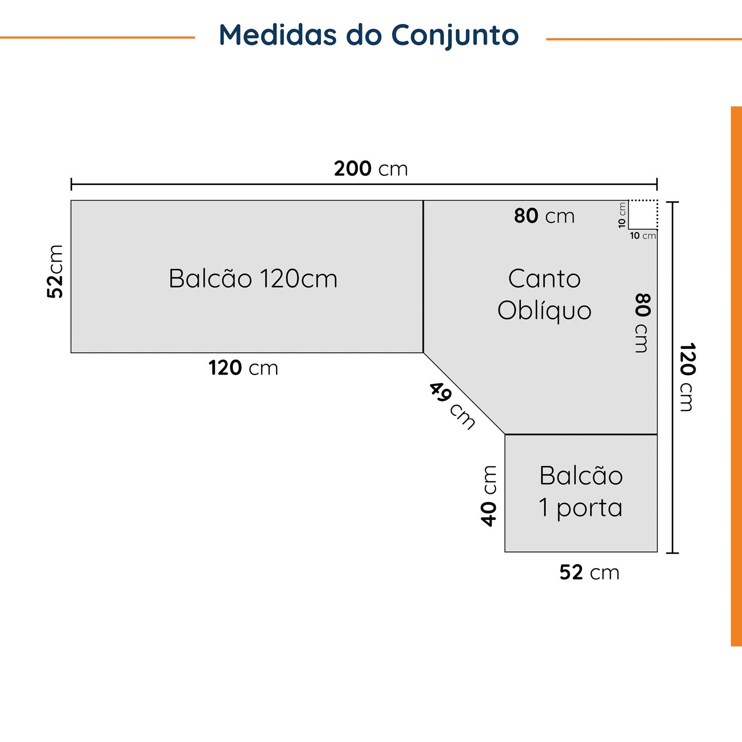 Cozinha Modulada 6 Peças com Tampo 3 Aéreos 6 Portas e 3 Balcões Ipanema CabeCasa MadeiraMadeira - 4