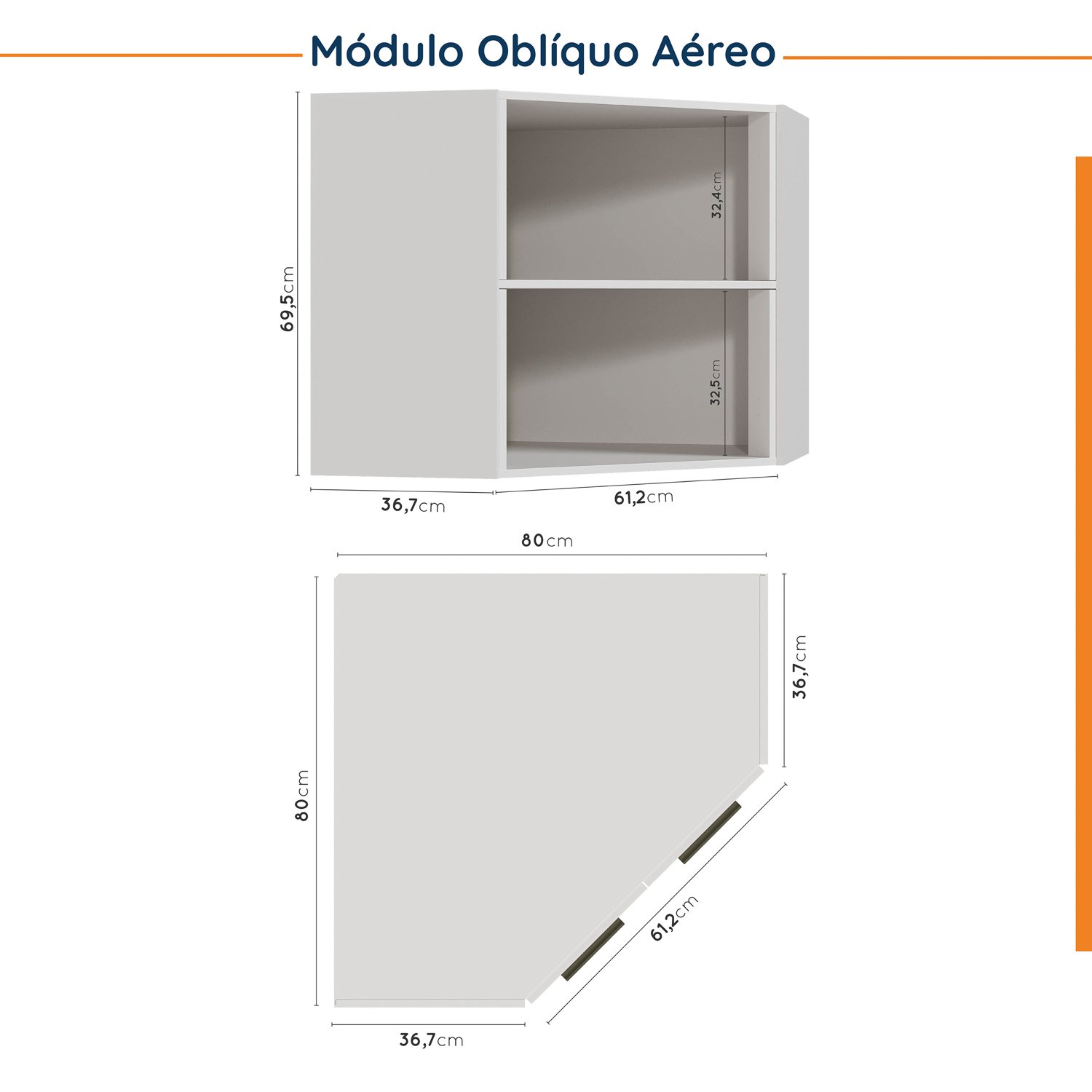 Cozinha Modulada 6 Peças com Tampo 3 Aéreos 6 Portas e 3 Balcões Ipanema CabeCasa MadeiraMadeira - 14