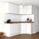 Ver imagem 2 de Cozinha Planejada 6 Peças com Tampo 3 Aéreos 6 Portas e 3 Balcões Ipanema CabeCasa MadeiraOriginals Branco